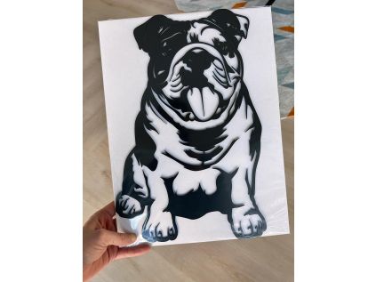 Anglický buldok 6 dřevěná dekorace na zeď