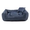 Delux modrý kožený pelech pro psa s polštářkem - pelechy pro psy - vasepropejska.cz